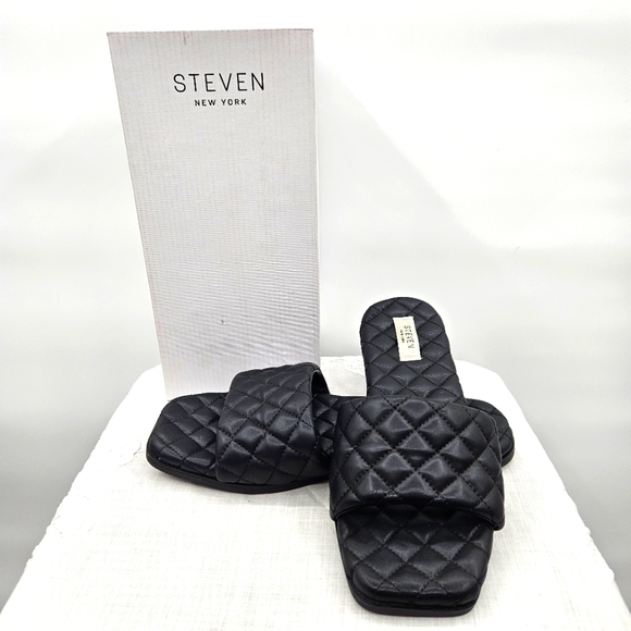 Steven New York Yuki Black‎ Slides Sandals Size 9.5 - Picture 1 of 7